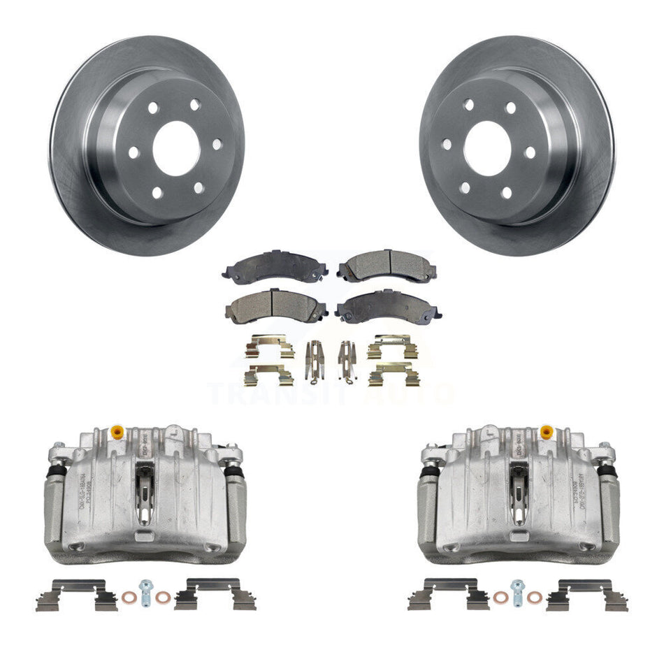 Rear Disc Brake Caliper Rotors And Ceramic Pads Kit For 2002 Chevrolet Suburban 1500 4WD KC8-100063T