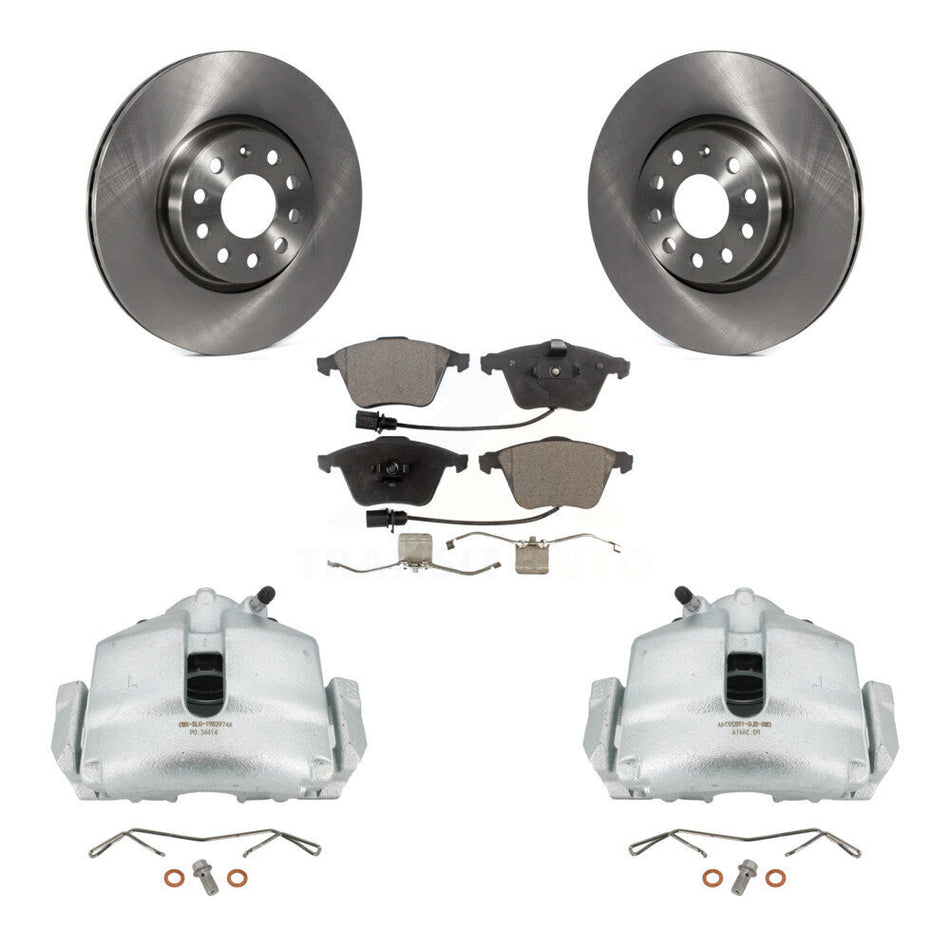 Front Disc Brake Caliper Rotors And Semi-Metallic Pads Kit For 2010 Volkswagen CC Passat KC8-100066P