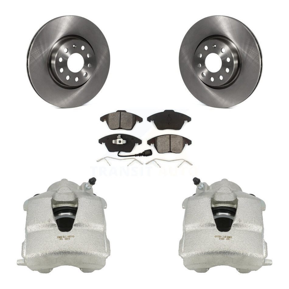 Front Disc Brake Caliper Rotors And Semi-Metallic Pads Kit For Volkswagen Jetta KC8-100067S by Transit Auto