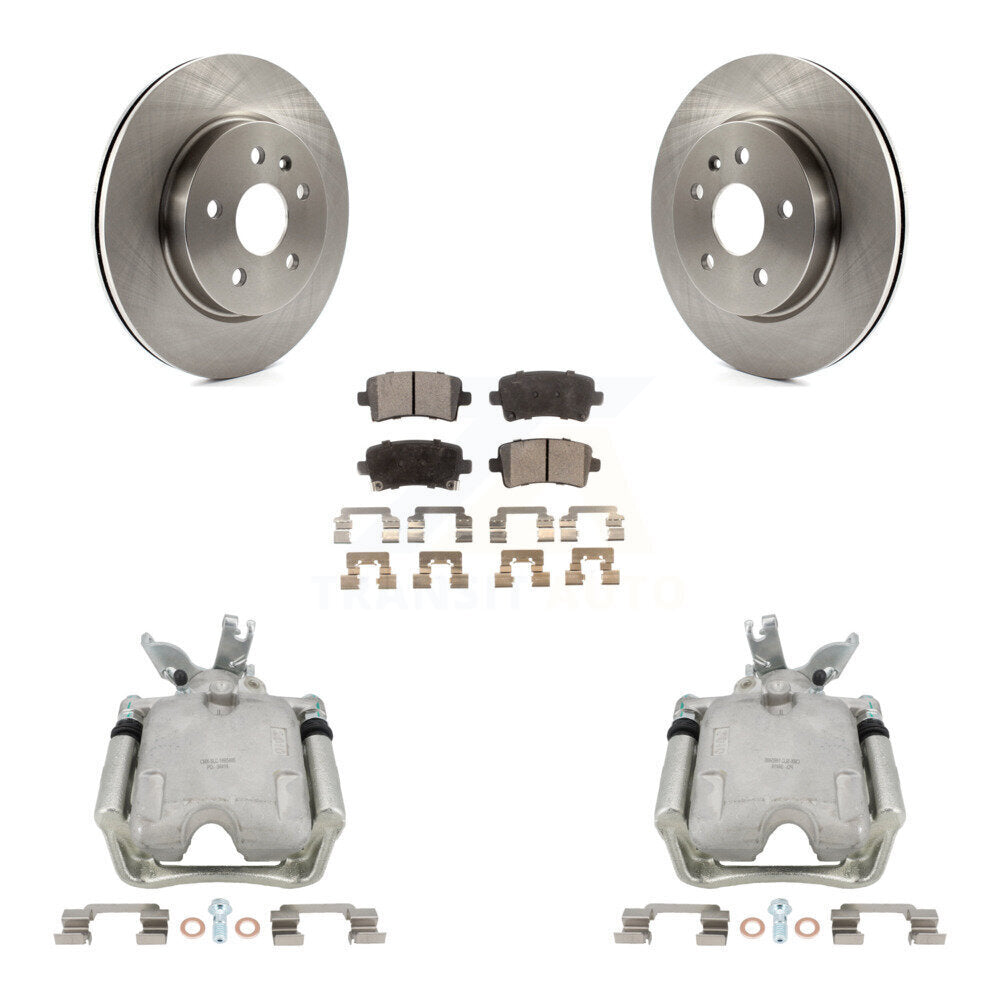 Rear Disc Brake Caliper Rotors And Ceramic Pads Kit For 2014-2015 Chevrolet Malibu 2.0L with Turbocharged With 17" Factory Wheels KC8-100078T by Transit Auto