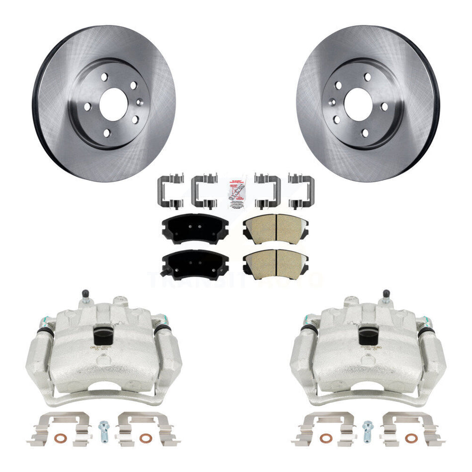Front Disc Brake Caliper Rotors And Semi-Metallic Pads Kit For 2010-2015 Chevrolet Camaro LT LS with 3.6L KC8-100082N