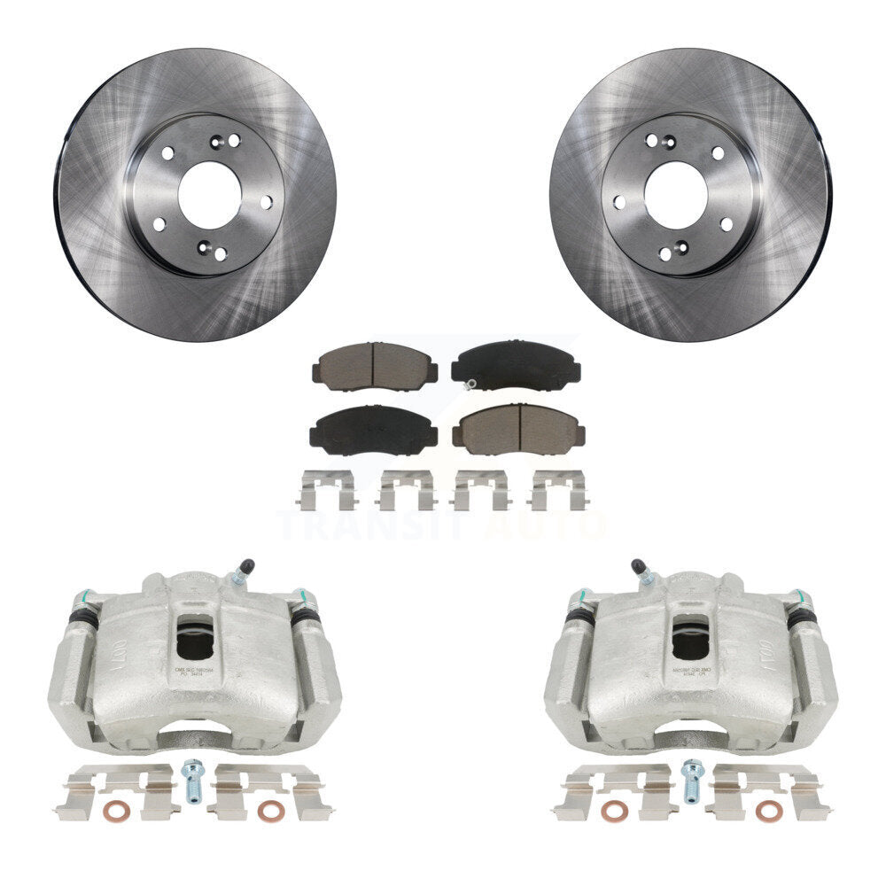 Front Disc Brake Caliper Rotors And Ceramic Pads Kit For 2003-2004 Honda Accord Sedan with 3.0L Manual transmission KC8-100085C by Transit Auto