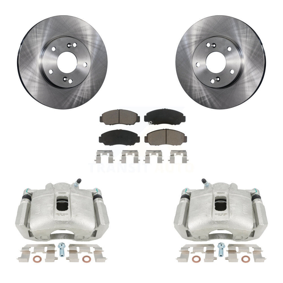 Front Disc Brake Caliper Rotors And Ceramic Pads Kit For 2003-2004 Honda Accord Sedan with 3.0L Manual transmission KC8-100085C