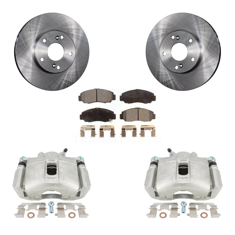 Front Disc Brake Caliper Rotors And Semi-Metallic Pads Kit For 2003-2004 Honda Accord Sedan with 3.0L Manual transmission KC8-100086P by Transit Auto