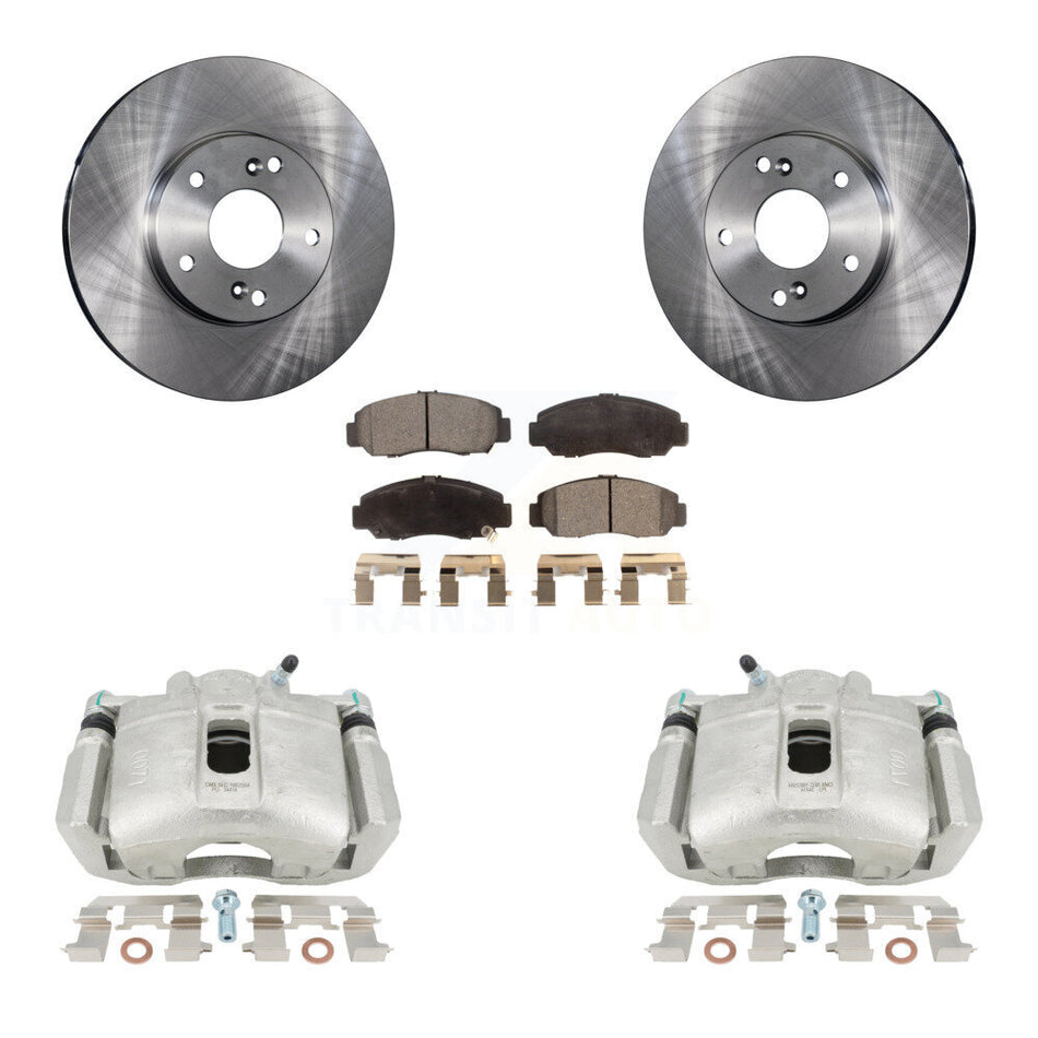 Front Disc Brake Caliper Rotors And Semi-Metallic Pads Kit For 2003-2004 Honda Accord Sedan with 3.0L Manual transmission KC8-100086P