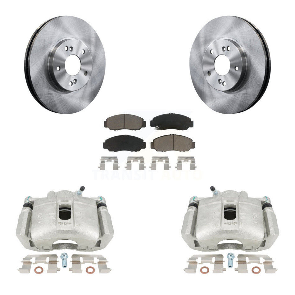 Front Disc Brake Caliper Rotors And Ceramic Pads Kit For 2005-2007 Honda Accord Sedan with 3.0L GAS engine Manual transmission KC8-100087C