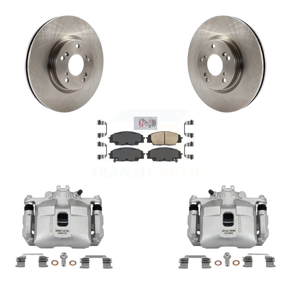 Front Disc Brake Caliper Rotors & Ceramic Pad Kit For 2006-2011 Honda Civic Si with 2.0L KC8-100088N