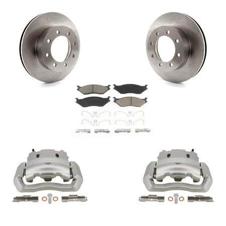 Front Disc Brake Caliper Rotors And Ceramic Pads Kit For Ford E-550 Super Duty Econoline KC8-100091C