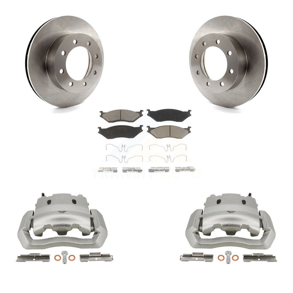 Front Disc Brake Caliper Rotors And Ceramic Pads Kit For Ford E-550 Super Duty Econoline KC8-100091C
