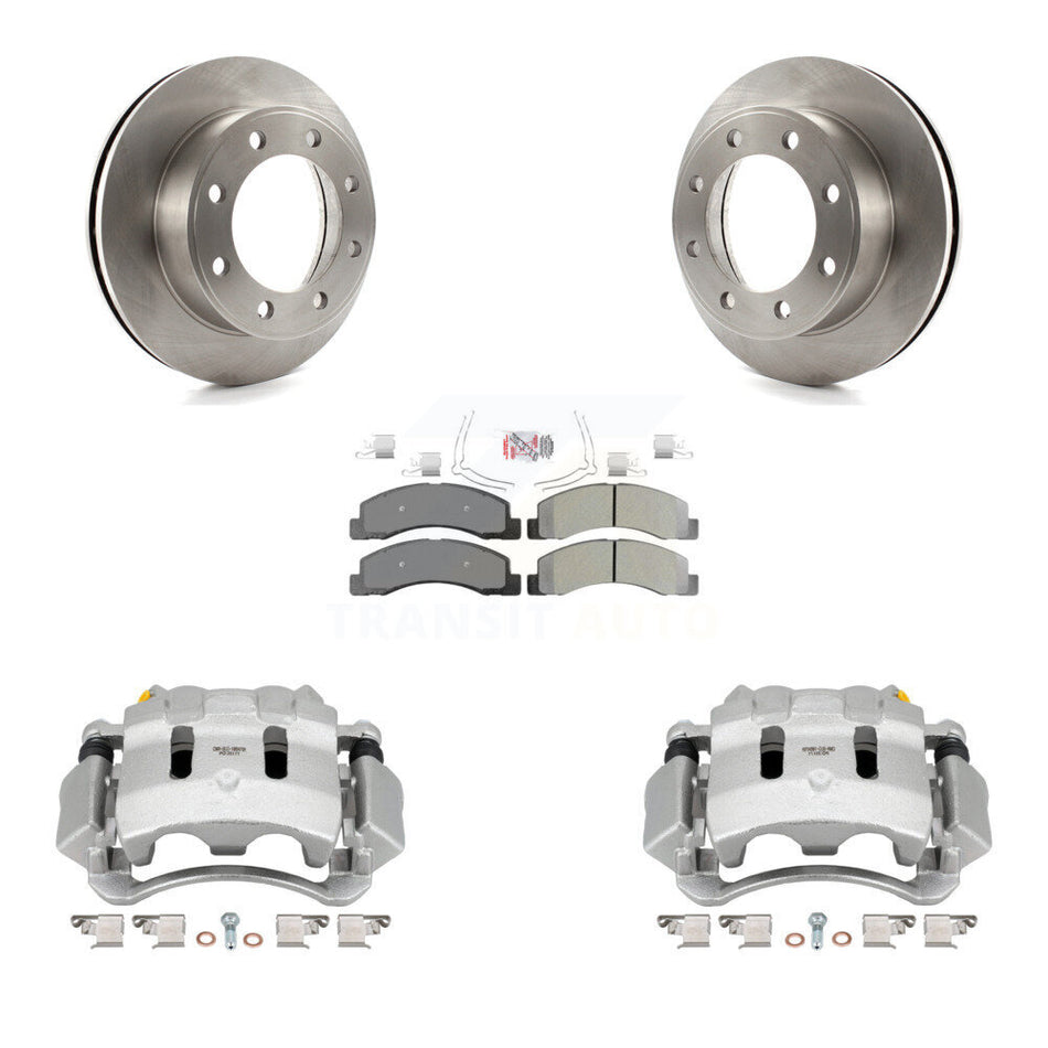 Front Disc Brake Caliper Rotor And Semi-Metallic Pad Kit For Ford F-350 Super Duty F-250 KC8-100092N