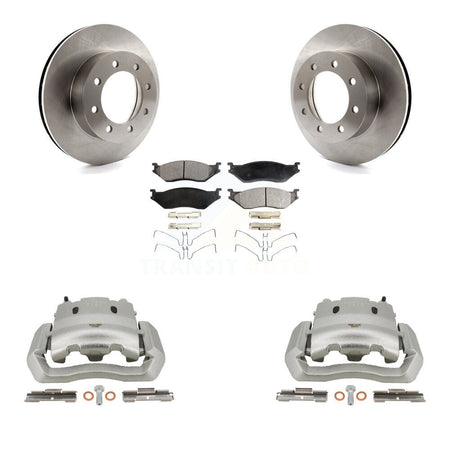 Front Disc Brake Caliper Rotor Semi-Metallic Pad Kit For Ford E-550 Super Duty Econoline KC8-100092P