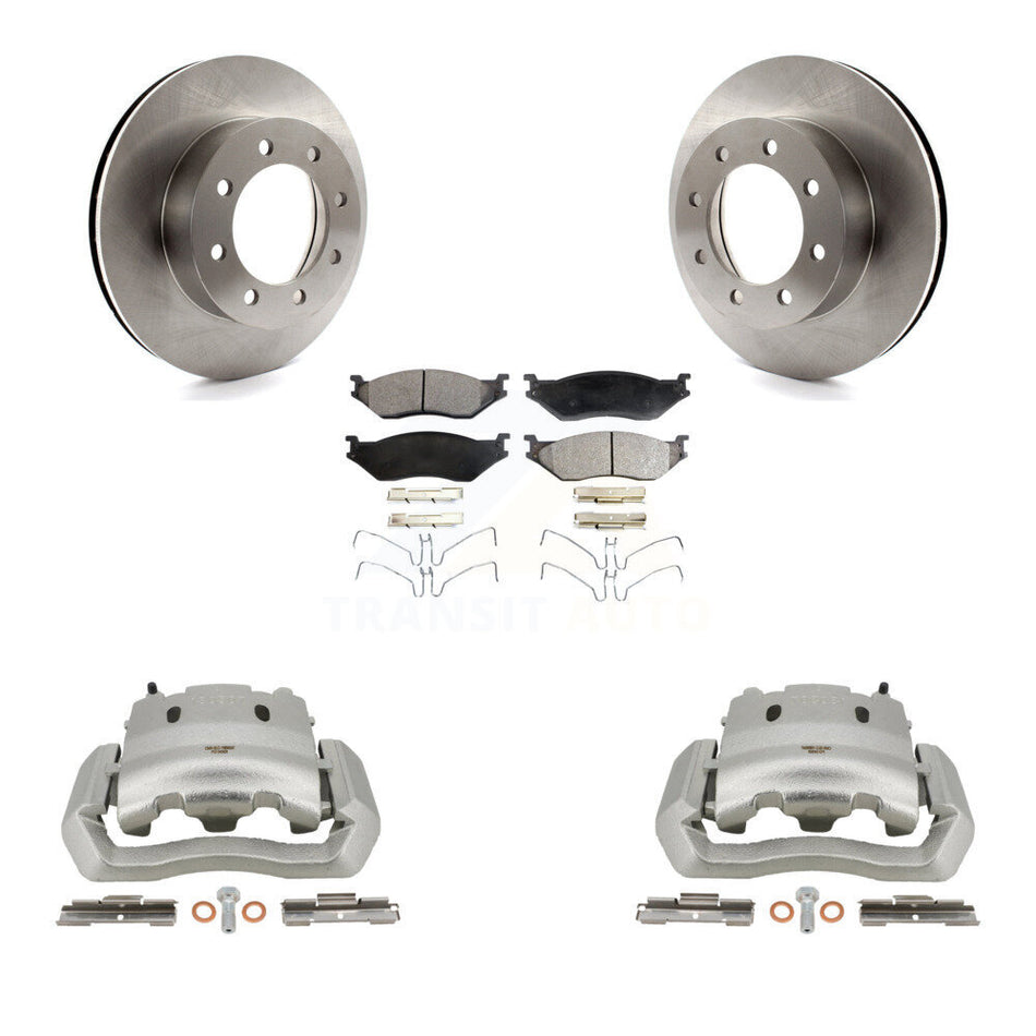 Front Disc Brake Caliper Rotor Semi-Metallic Pad Kit For Ford E-550 Super Duty Econoline KC8-100092P