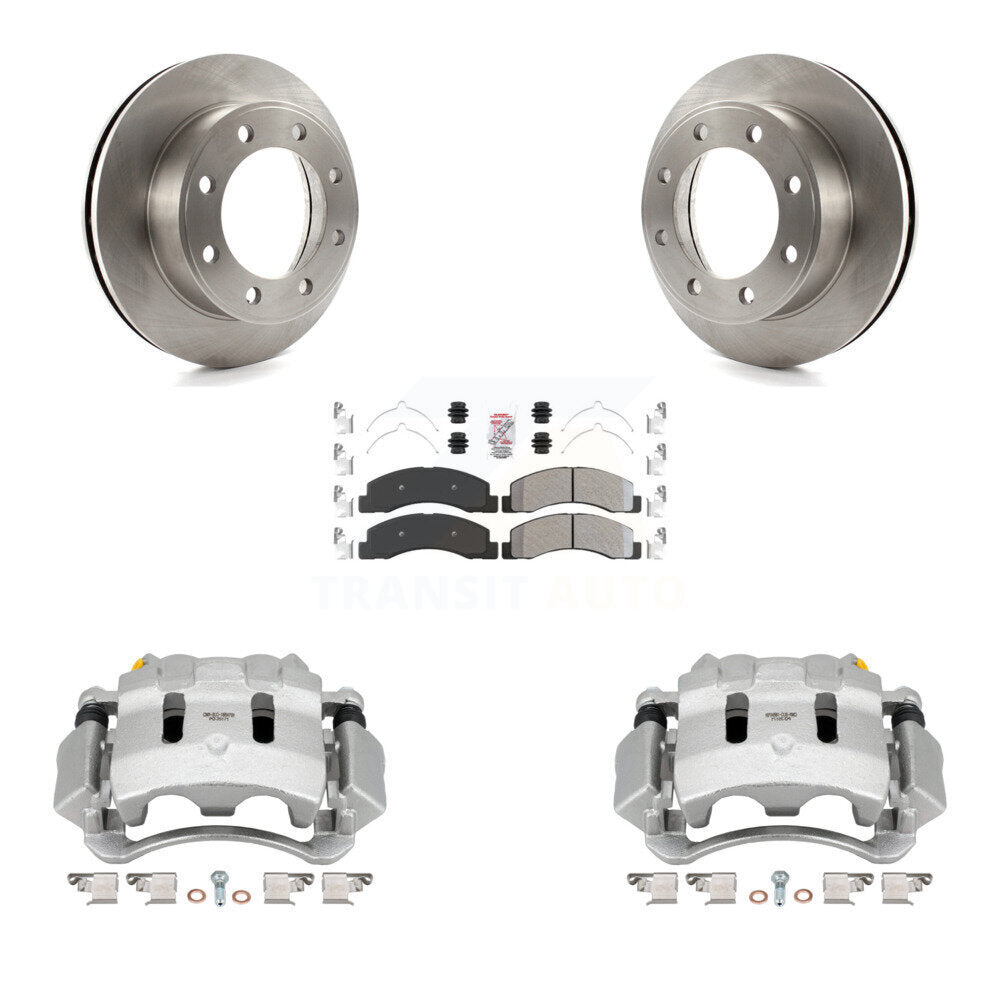 Front Disc Brake Caliper Rotor And Semi-Metallic Pad Kit For Ford F-350 Super Duty F-250 KC8-100093N