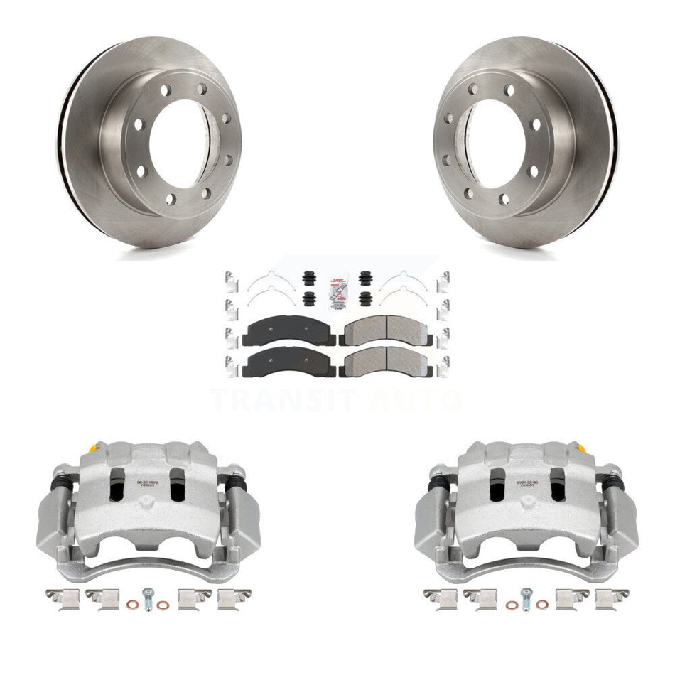 Front Disc Brake Caliper Rotor And Semi-Metallic Pad Kit For Ford F-350 Super Duty F-250 KC8-100093N