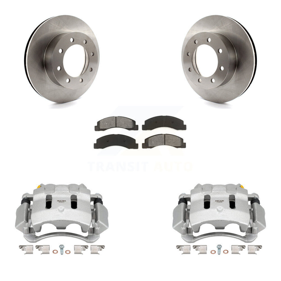 Front Disc Brake Caliper Rotor And Semi-Metallic Pad Kit For Ford F-350 Super Duty F-250 KC8-100094S