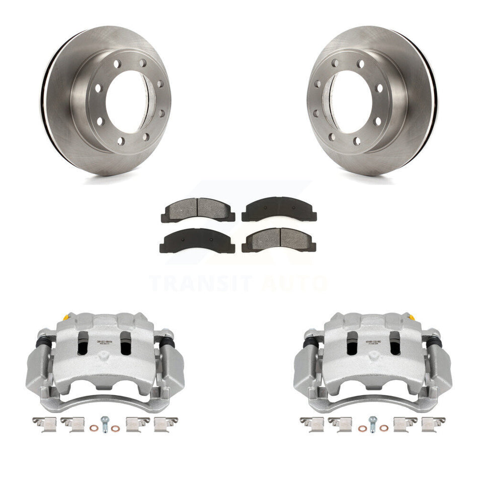 Front Disc Brake Caliper Rotor And Semi-Metallic Pad Kit For Ford F-350 Super Duty F-250 KC8-100095S
