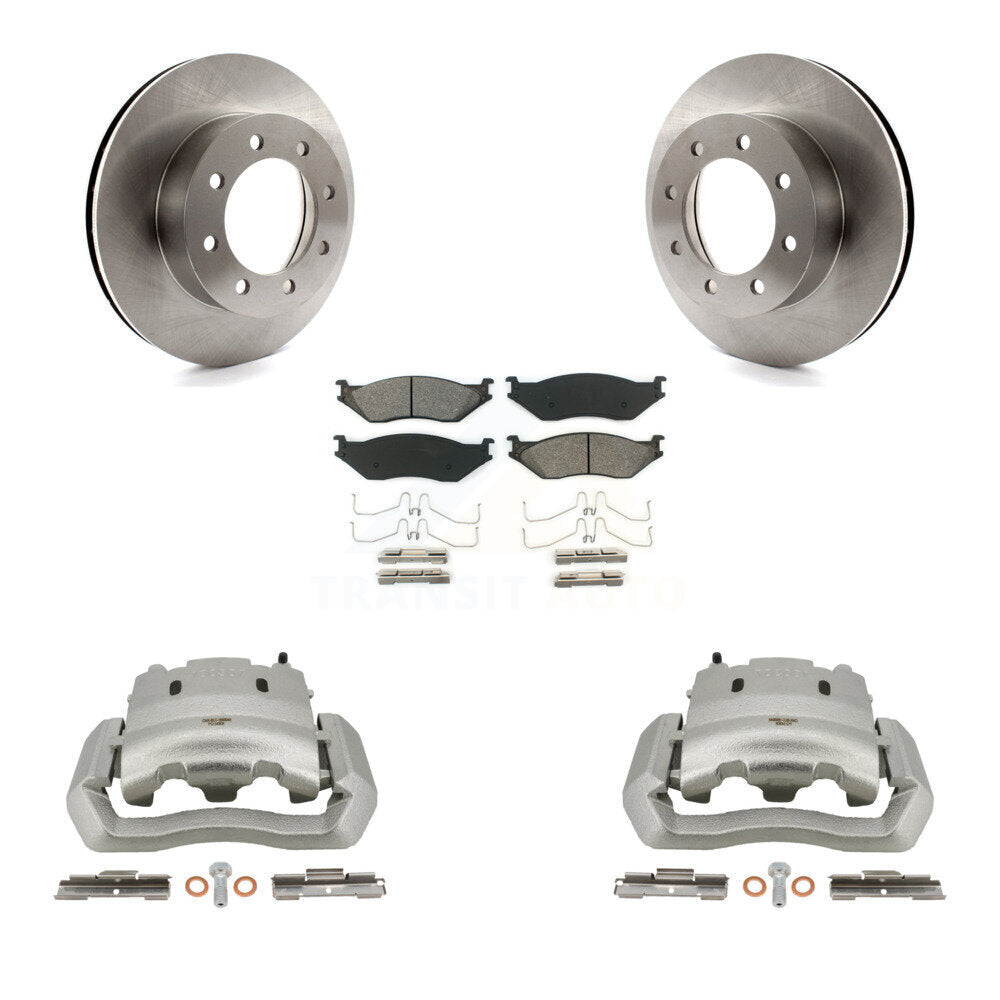 Front Disc Brake Caliper Rotor Semi-Metallic Pad Kit For Ford E-550 Super Duty Econoline KC8-100096S