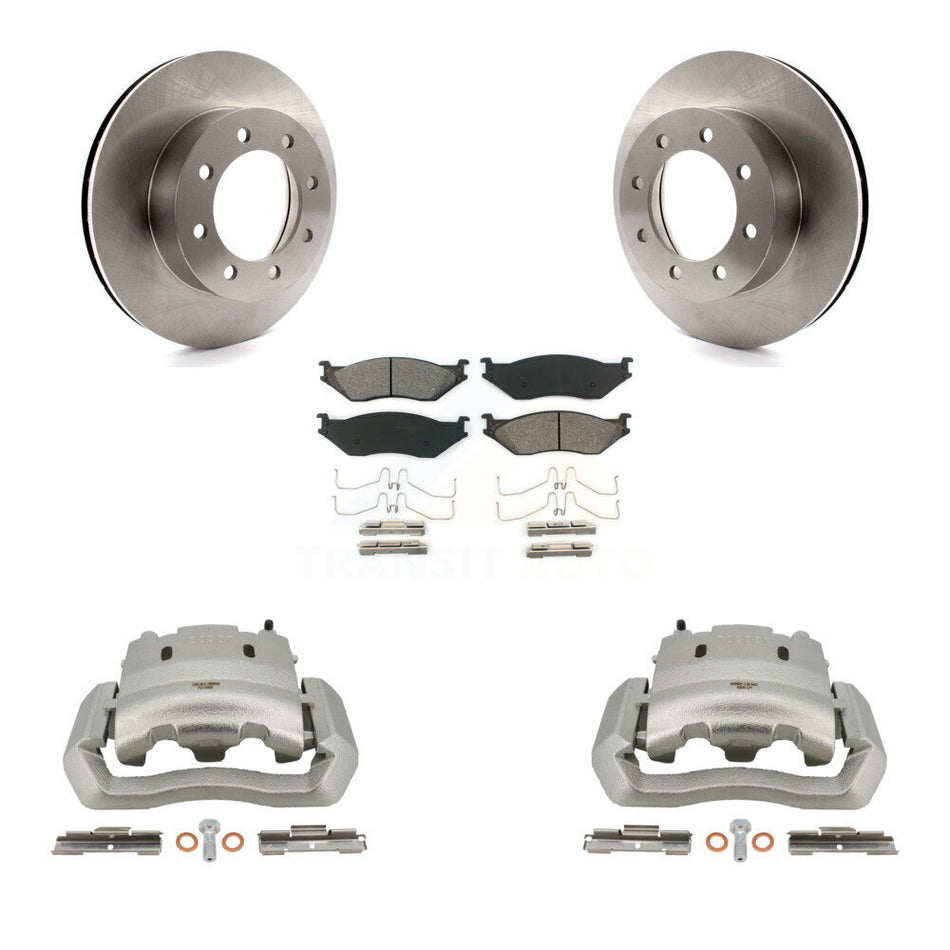 Front Disc Brake Caliper Rotor Semi-Metallic Pad Kit For Ford E-550 Super Duty Econoline KC8-100096S