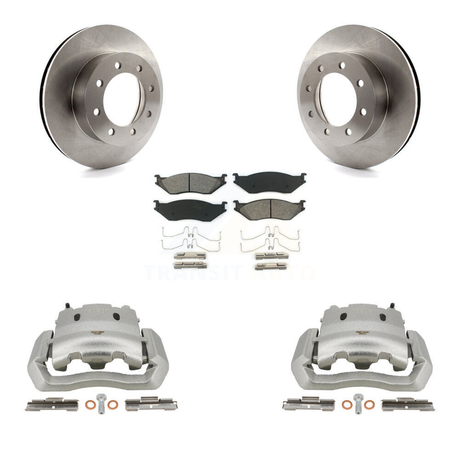 Front Disc Brake Caliper Rotor Semi-Metallic Pad Kit For Ford E-550 Super Duty Econoline KC8-100097S