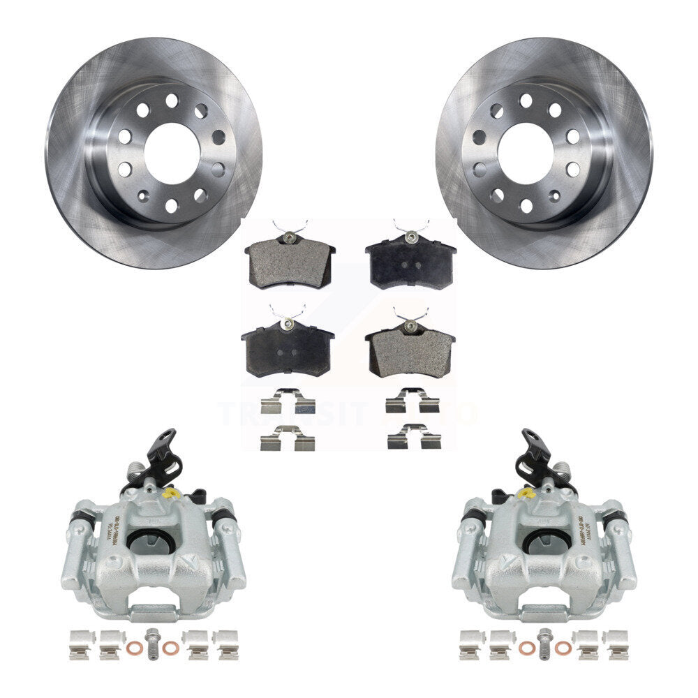 Rear Disc Brake Caliper Rotors And Ceramic Pads Kit For 2011 Volkswagen Jetta With 253mm Diameter Rotor KC8-100097T by Transit Auto