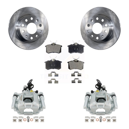 Rear Disc Brake Caliper Rotors And Ceramic Pads Kit For 2011 Volkswagen Jetta With 253mm Diameter Rotor KC8-100097T by Transit Auto