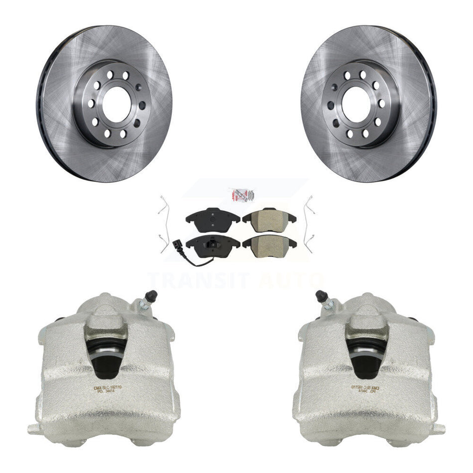 Front Disc Brake Caliper Rotors And Semi-Metallic Pads Kit For Volkswagen Jetta KC8-100102N by Transit Auto