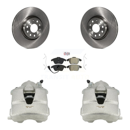 Front Disc Brake Caliper Rotors And Semi-Metallic Pads Kit For Volkswagen Jetta KC8-100103N by Transit Auto