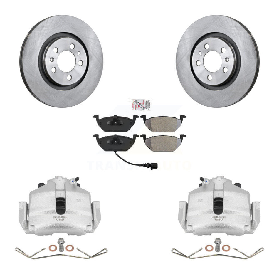 Front Disc Brake Caliper Rotors And Semi-Metallic Pads Kit For 2006 Volkswagen Jetta 2.5L 1.9L With 280mm Diameter Rotor 7th 8th Digit Of VIN Is "9M" Or "1J" KC8-100109N