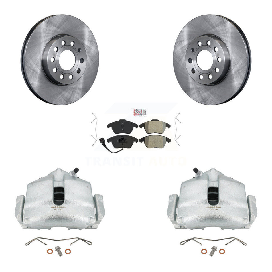 Front Disc Brake Caliper Rotors And Semi-Metallic Pads Kit For Volkswagen Jetta Beetle Eos Audi A3 GTI Golf Quattro KC8-100110N by Transit Auto