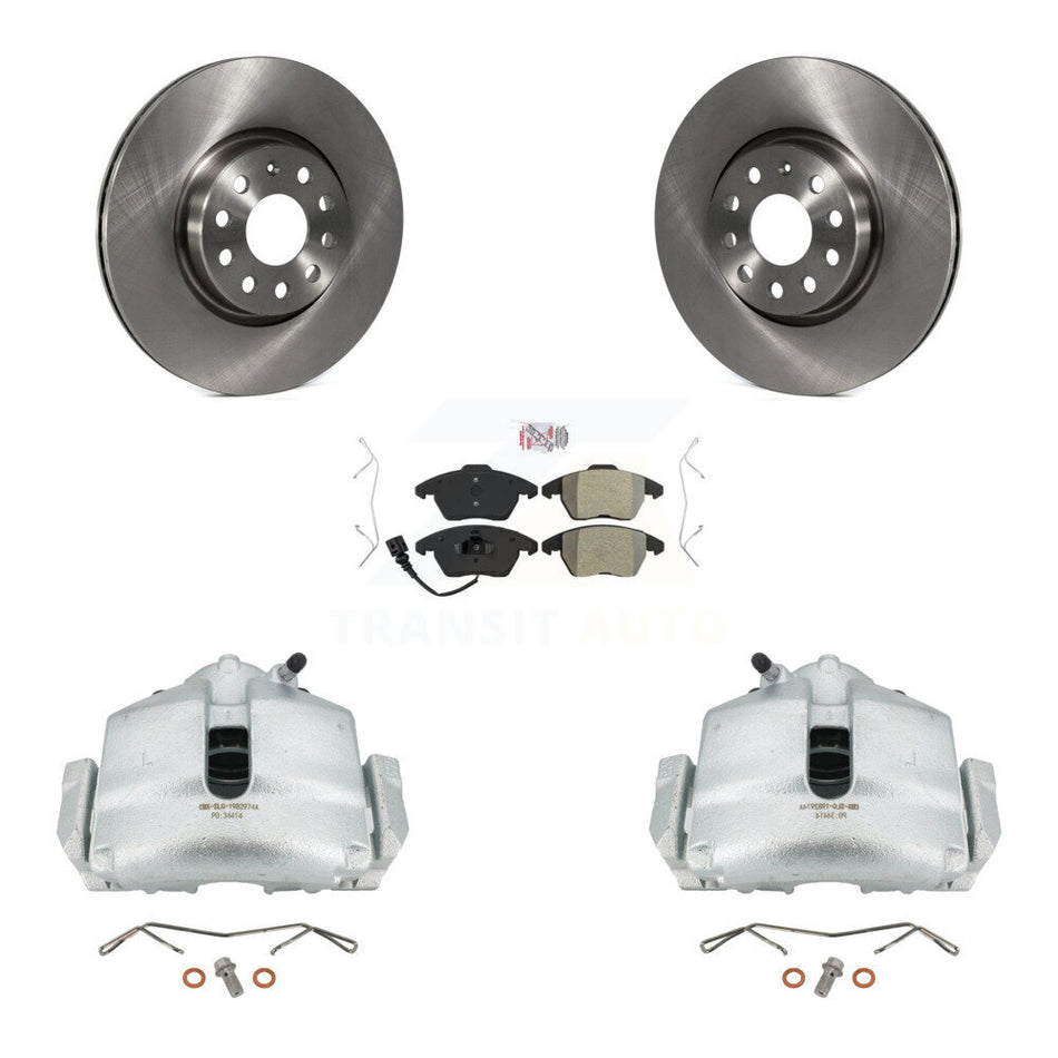 Front Disc Brake Caliper Rotors And Semi-Metallic Pads Kit For Volkswagen Jetta Beetle CC Passat GTI Eos Audi A3 TT Quattro KC8-100111N by Transit Auto