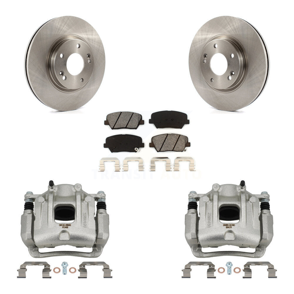 Front Disc Brake Caliper Rotors & Semi-Metallic Pad Kit For Hyundai Santa Fe Kia Sorento KC8-100111S