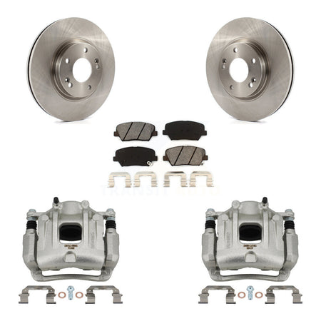Front Disc Brake Caliper Rotors & Semi-Metallic Pad Kit For Hyundai Santa Fe Kia Sorento KC8-100111S
