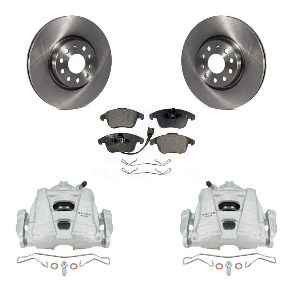 Front Disc Brake Caliper Rotors And Semi-Metallic Pads Kit For Volkswagen Passat Tiguan Audi Q3 Quattro Limited KC8-100112P