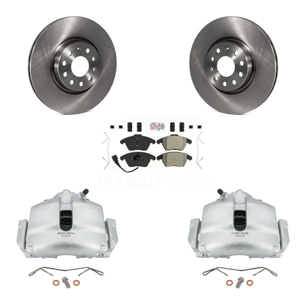 Front Disc Brake Caliper Rotors And Semi-Metallic Pads Kit For Volkswagen Jetta Beetle CC Passat GTI Eos Audi A3 TT Quattro KC8-100115N by Transit Auto