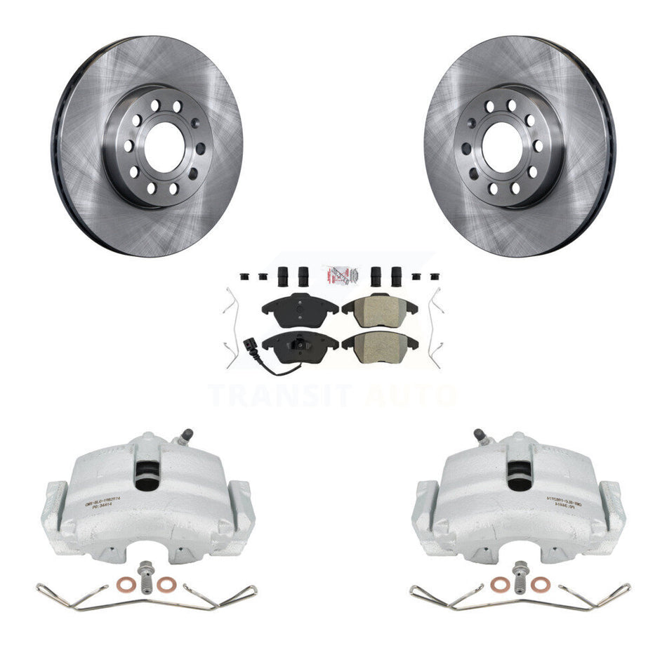 Front Disc Brake Caliper Rotors And Semi-Metallic Pads Kit For Volkswagen Jetta Beetle Rabbit Golf Audi A3 KC8-100116N by Transit Auto