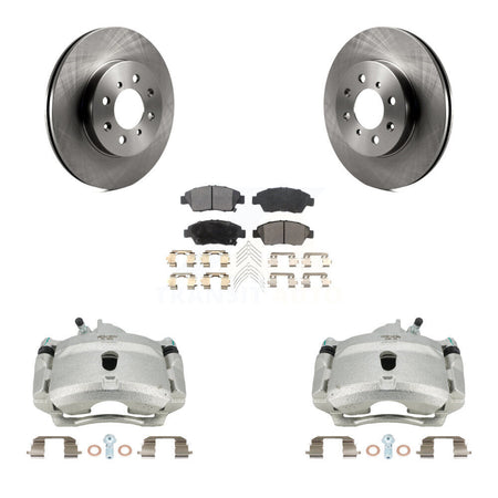 Front Disc Brake Caliper Rotors And Semi-Metallic Pads Kit For 2004-2005 Honda Civic Si with 1.7L With 4 Lug Wheels KC8-100119P by Transit Auto