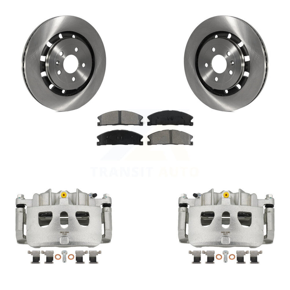 Front Brake Caliper Rotor Semi-Metallic Pad Kit For Ford Explorer Flex Taurus Police MKS KC8-100119S