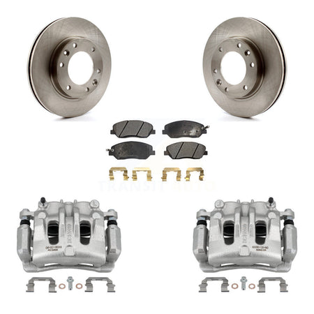 Front Disc Brake Caliper Rotors & Semi-Metallic Pad Kit For Kia Sedona Hyundai Entourage KC8-100128P