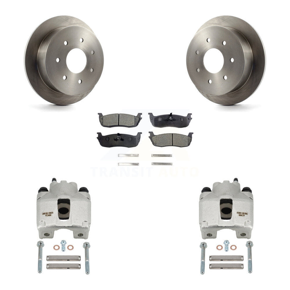 Rear Disc Brake Caliper Rotors And Ceramic Pads Kit For Ford F-250 HD KC8-100129T