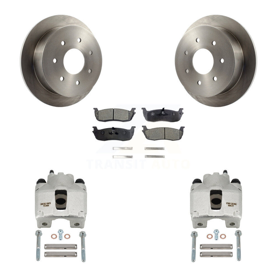 Rear Disc Brake Caliper Rotors And Ceramic Pads Kit For Ford F-250 HD KC8-100129T