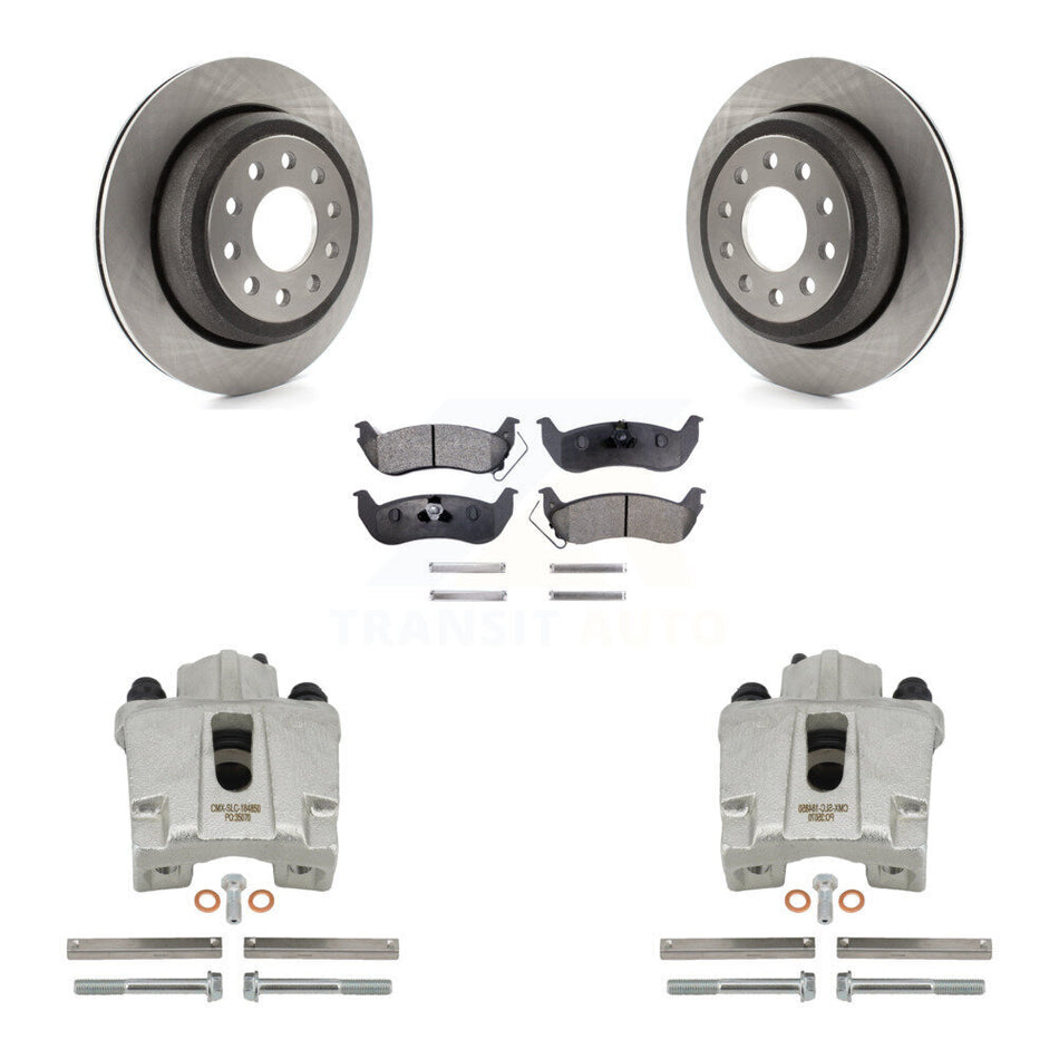 Rear Disc Brake Caliper Rotors And Ceramic Pads Kit For 2003-2011 Lincoln Town Car Sedan KC8-100130T