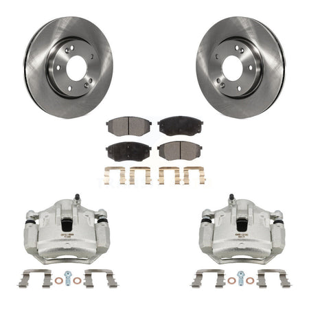 Front Disc Brake Caliper Rotor Semi-Metallic Pad Kit For Hyundai Tucson Kia Sportage FWD KC8-100131P