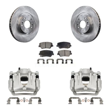 Front Brake Caliper Rotor & Semi-Metallic Pad Kit For Hyundai Santa Fe Sport Kia Sorento KC8-100142P