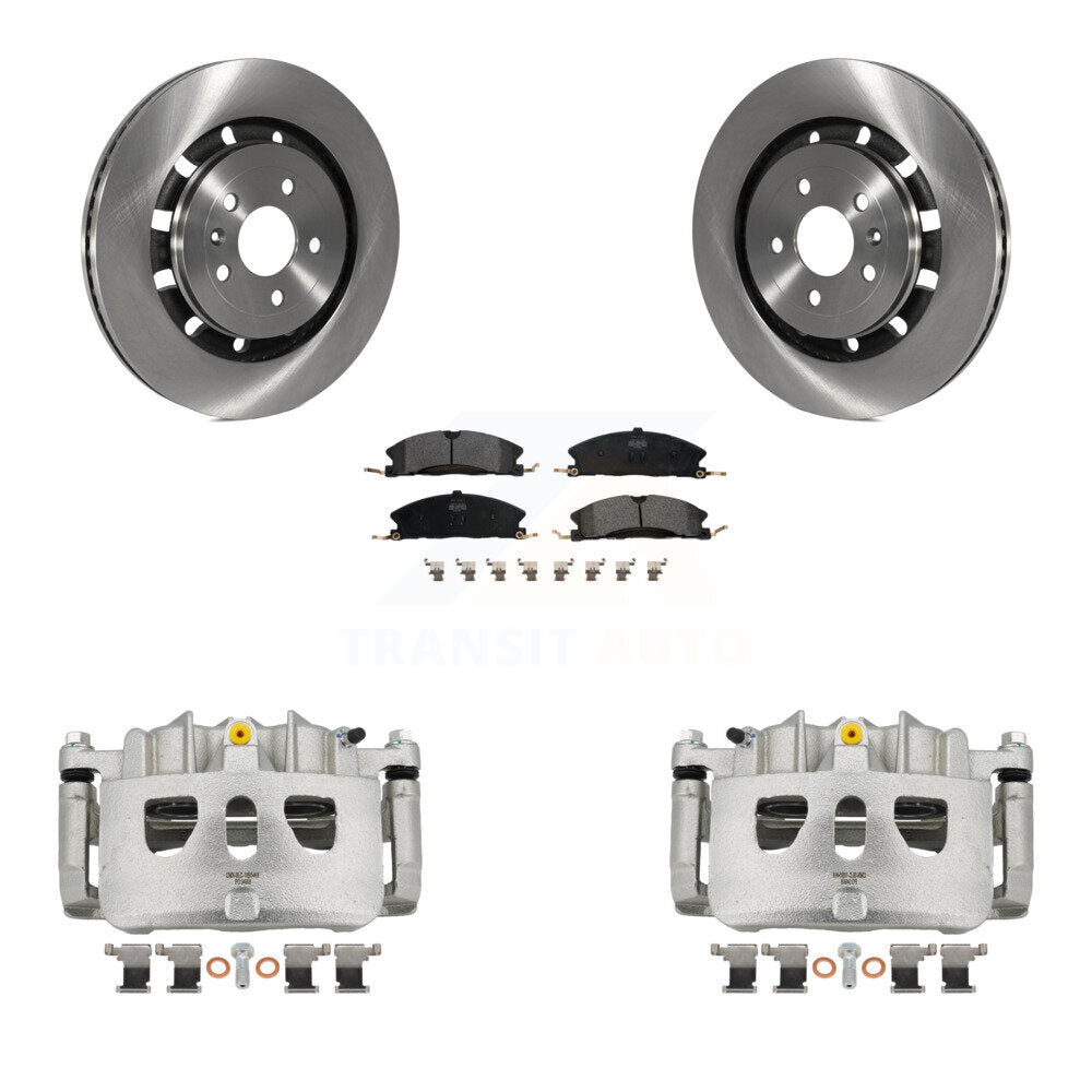 Front Brake Caliper Rotor Semi-Metallic Pad Kit For Ford Explorer Flex Taurus Police MKS KC8-100144P