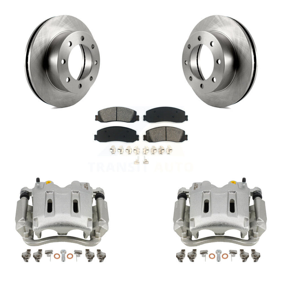 Front Disc Brake Caliper Rotors And Semi-Metallic Pads Kit For Ford F-250 Super Duty F-350 With Single Rear Wheels 4WD KC8-100146S