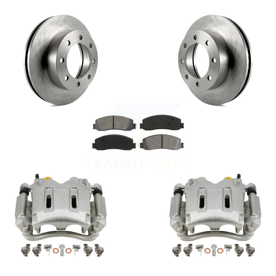 Front Disc Brake Caliper Rotors And Semi-Metallic Pads Kit For Ford F-350 Super Duty F-250 4WD KC8-100147S