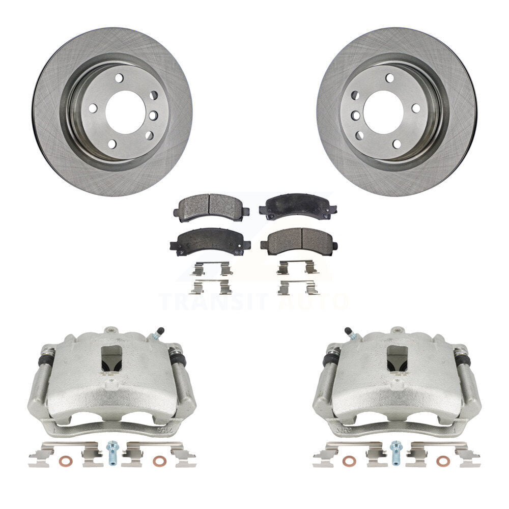 Rear Disc Brake Caliper Rotors And Ceramic Pads Kit For Chevrolet Express 3500 2500 GMC Savana KC8-100147T by Transit Auto