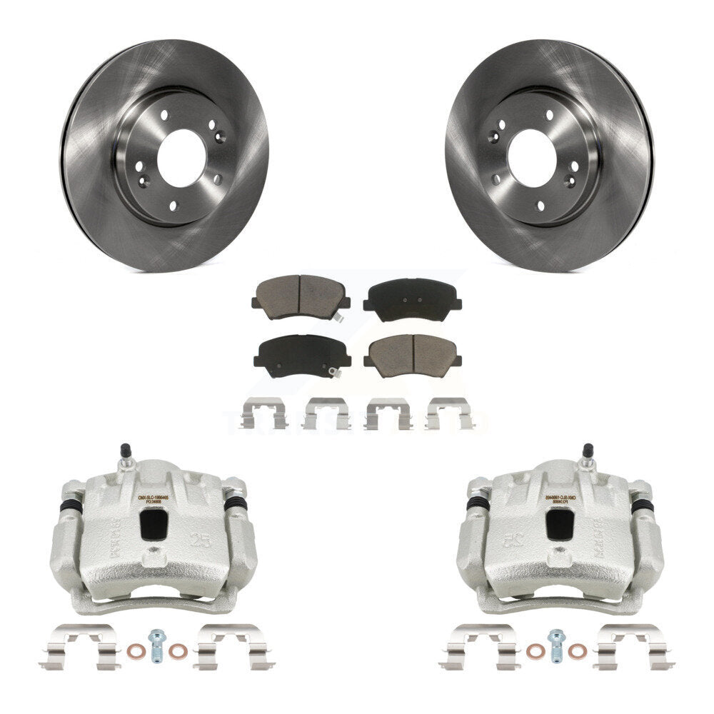 Front Disc Brake Caliper Rotors And Ceramic Pads Kit For 2011-2012 Hyundai Elantra 1.8L KC8-100148C