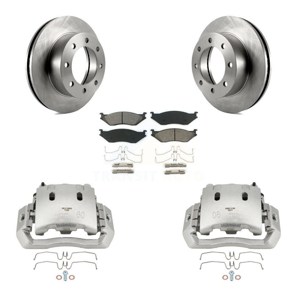 Front Disc Brake Caliper Rotors And Semi-Metallic Pads Kit For Ford F-450 Super Duty KC8-100148S