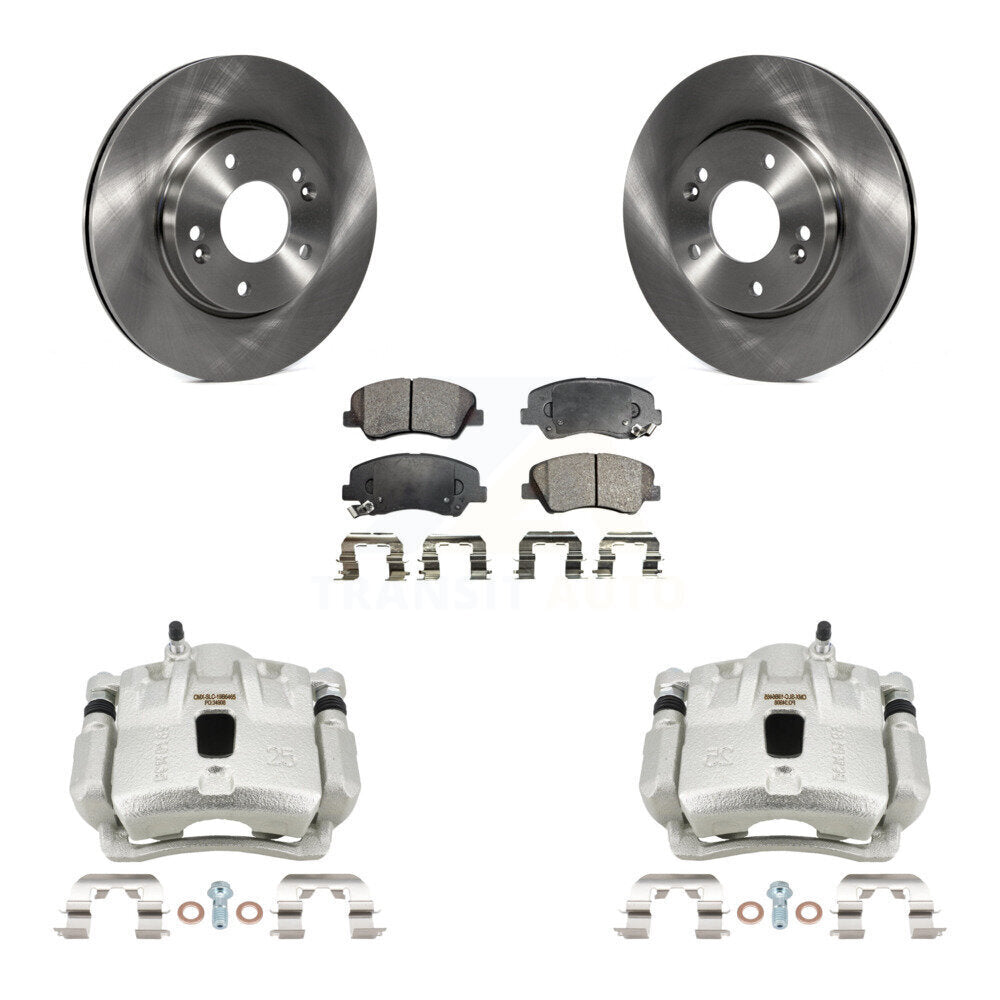 Front Disc Brake Caliper Rotors Semi-Metallic Pad Kit For 2011-2012 Hyundai Elantra 1.8L KC8-100150P